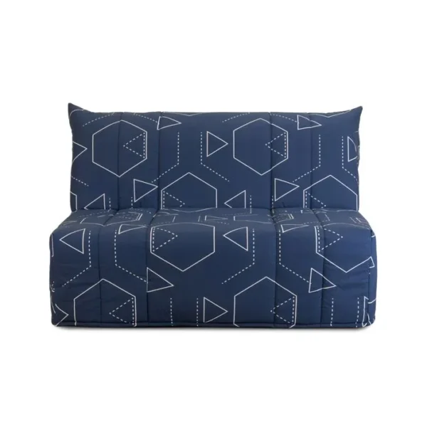 Banquette lit BZ EMILIA 3 tissu imprimé bleu