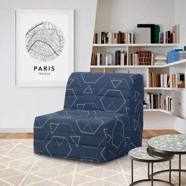 Banquette lit BZ 90 EMELYNE 3 tissu bleu