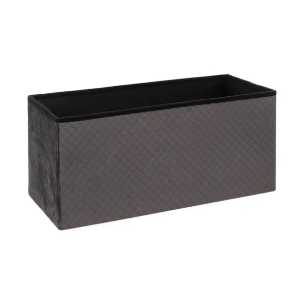 2 En 1 Pouf Pliant Double Et Coffre De Rangement En Velours Gris 76 X 38 Cm