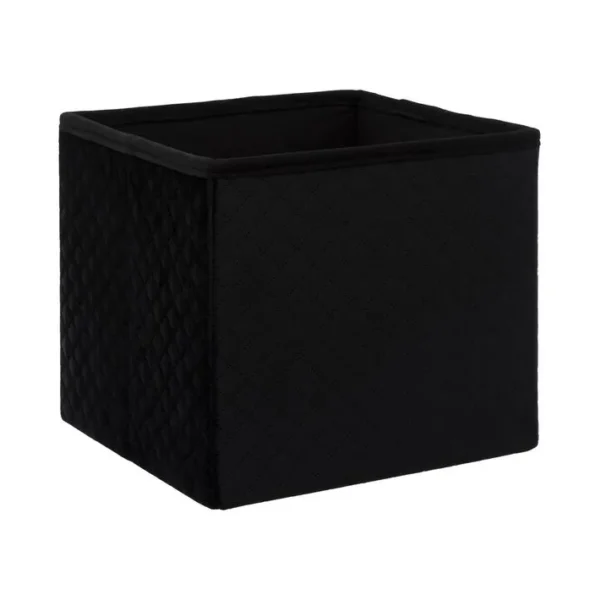 2 En 1 Pouf Et Coffre De Rangement En Velours Noir 31 X 31 Cm