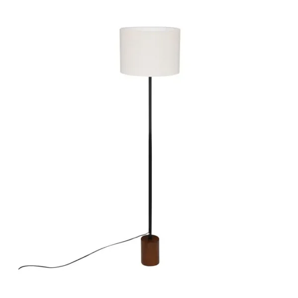 Lampadaire En Bois Et Abat-jour En Coton D 35 X H 147 Cm