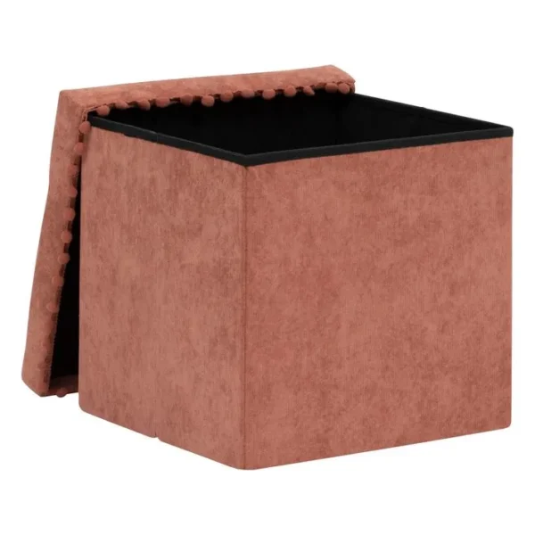 2 En 1 Pouf Pliant Et Coffre De Rangement Terracotta 40 X 39 Cm