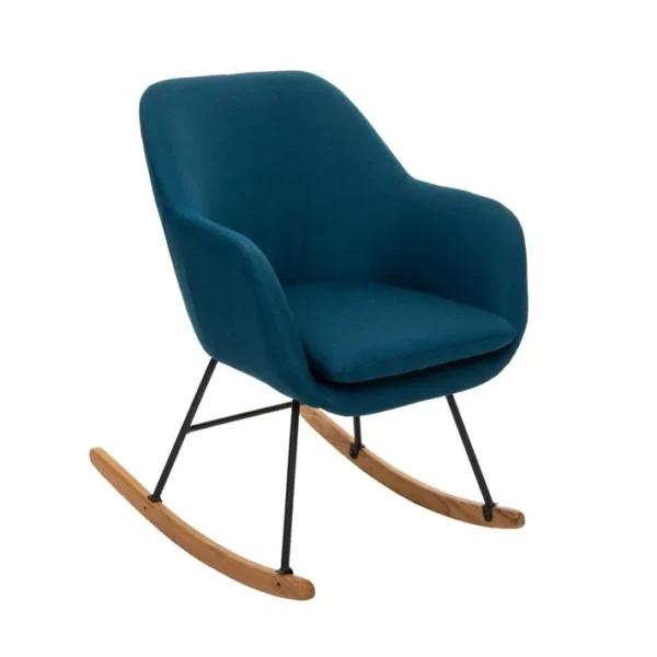 Fauteuil à Bascule Rocking-chair En Tissu Bleu Canard