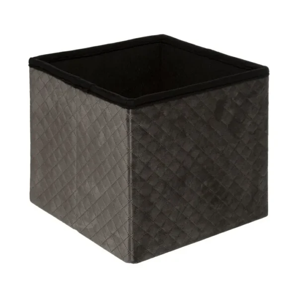 2 En 1 Pouf Et Coffre De Rangement En Velours Gris 31 X 31 Cm