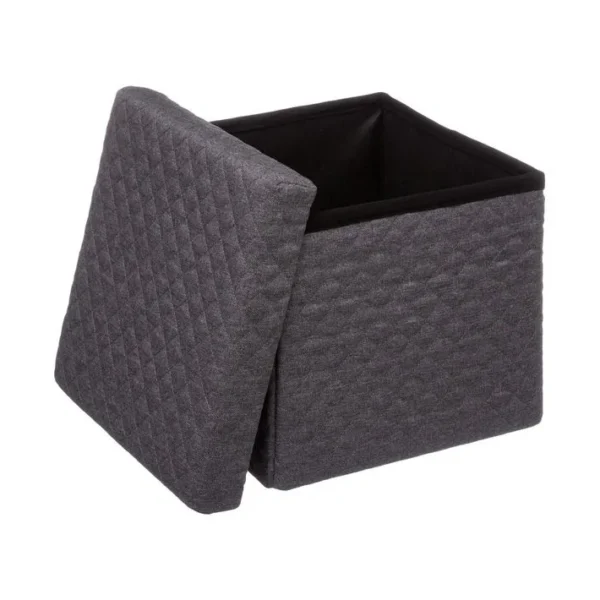 2 En 1 Pouf Et Coffre De Rangement Gris Foncé 31 X 31 Cm