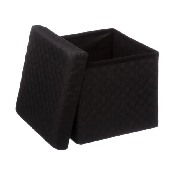 2 En 1 Pouf Et Coffre De Rangement Noir 31 X 31 Cm