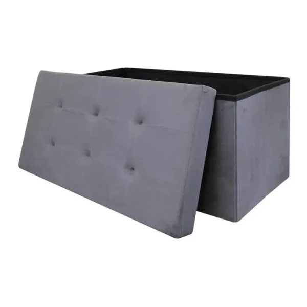 Banc et Coffre De Rangement suédine 76cm Gris