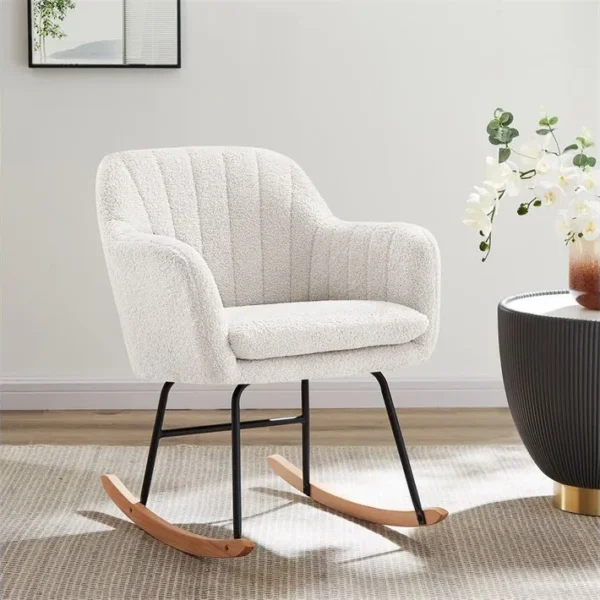 Fauteuil Elsa à Bouclette Blanche Rocking Chair