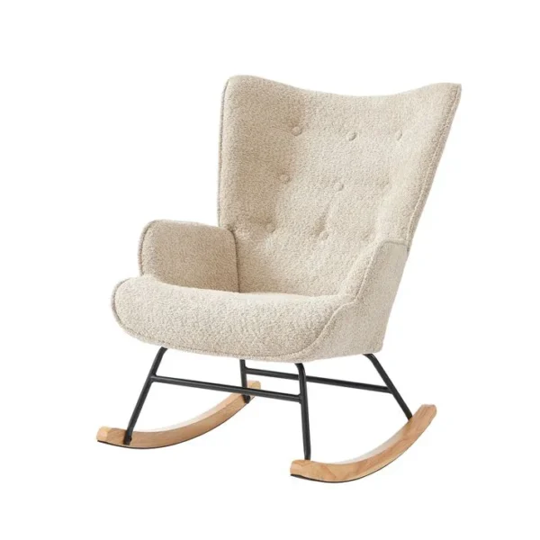 Fauteuil Suzie Tissu Bouclette Beige Rocking Chair