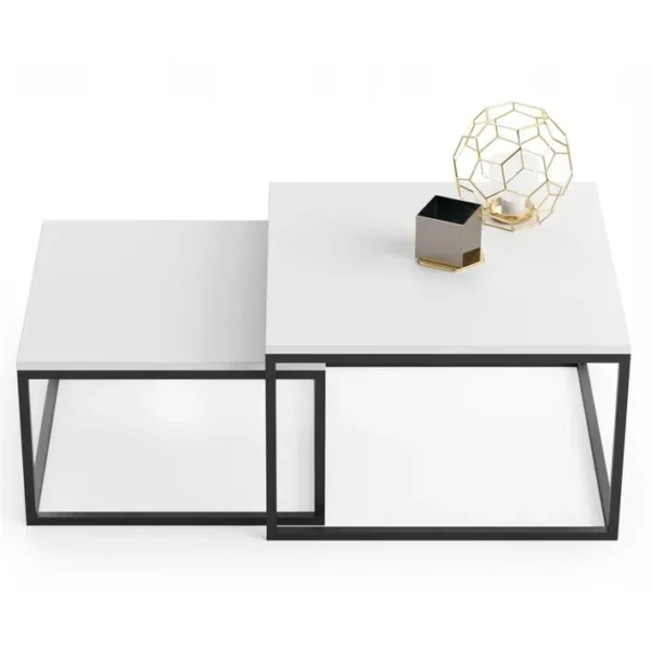 Ensemble De Deux Tables Plateaux Blancs