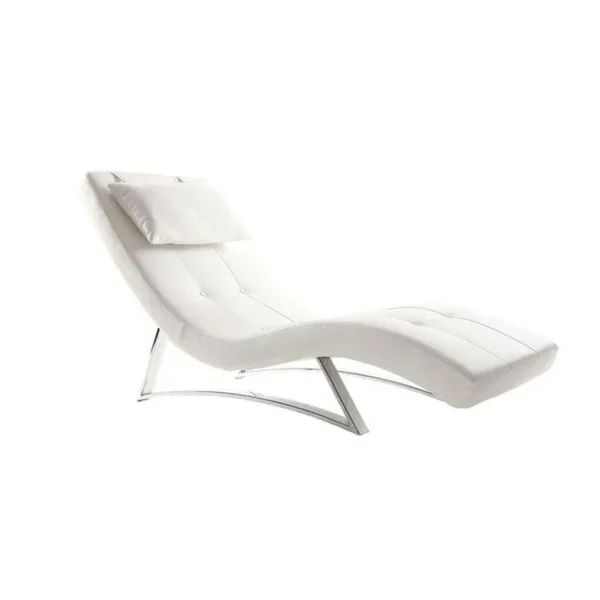 Chaise Longue Design Blanc Et Acier Chromé Monaco