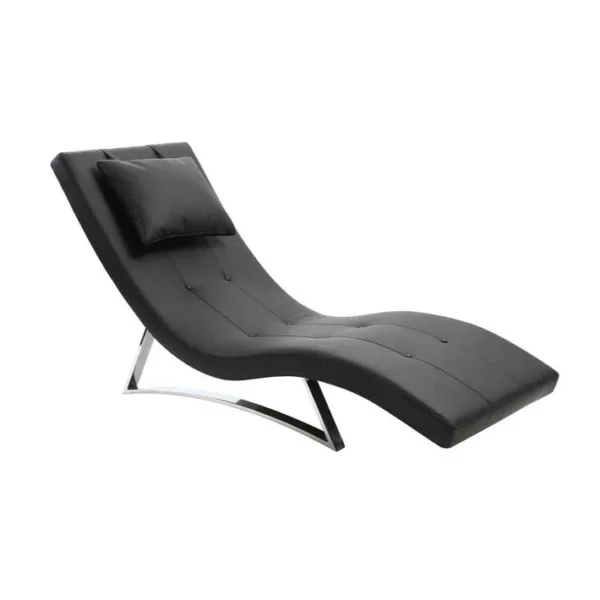 Chaise Longue Design Noir Et Acier Chromé Monaco