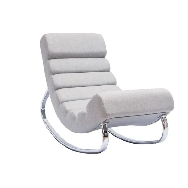 Rocking Chair Design En Tissu Gris Clair Et Acier Chromé Taylor