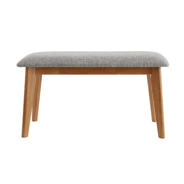 Banc Scandinave En Tissu Gris Clair Et Bois Clair L92 Cm Elion