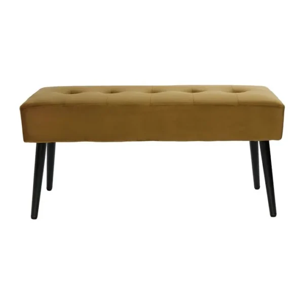 Banc Design Capitonné En Tissu Velours Bronze Et Métal Noir L96 Cm Guesta