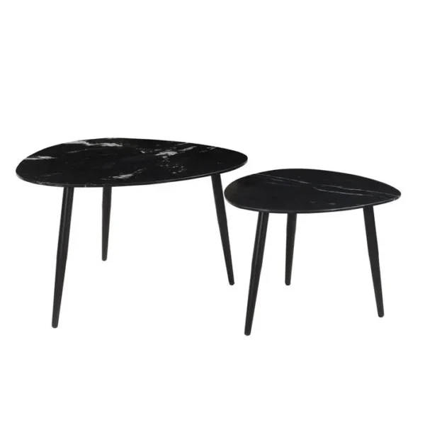 Tables Basses Gigognes Ovales En Marbre Noir Et Métal (lot De 2) Platz