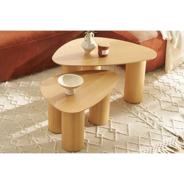 Tables Basses Gigognes Design En Bois Clair (lot De 2) Foleen