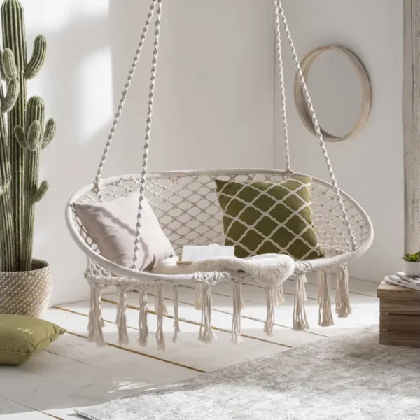 Banc Suspendu Bohème Design Macramé Balancelle 2 Places