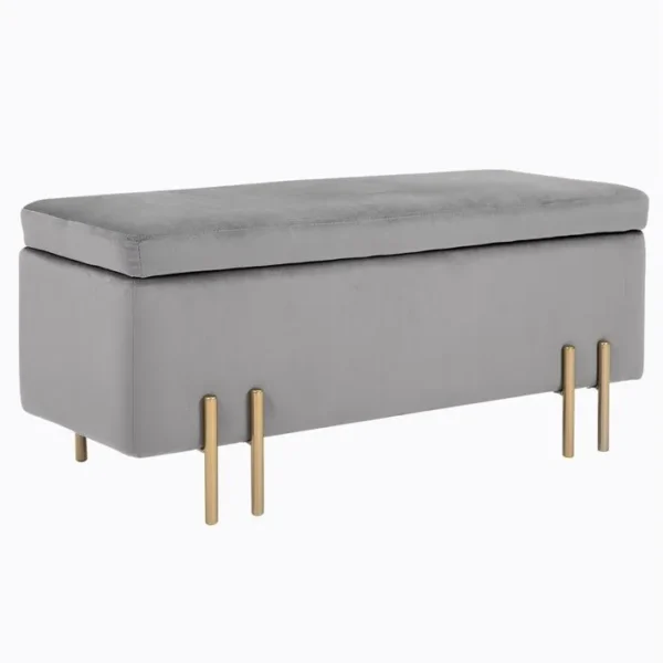 Grand Pouf Coffre De Rangement Design Contemporain Velours