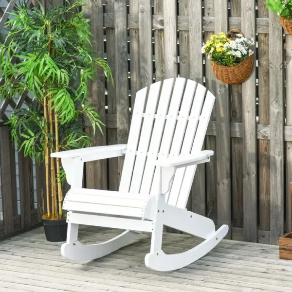 Fauteuil De Jardin Adirondack à Bascule Bois Sapin Blanc