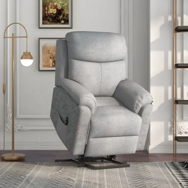 Fauteuil De Massage Releveur Électrique Tissu Gris Clair