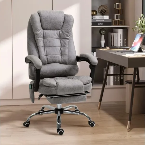 Fauteuil De Bureau Direction Massant Chauffant Réglable Tissu Gris