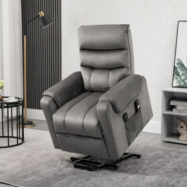 Fauteuil De Massage Et Releveur Électrique Réglable Velours Anthracite