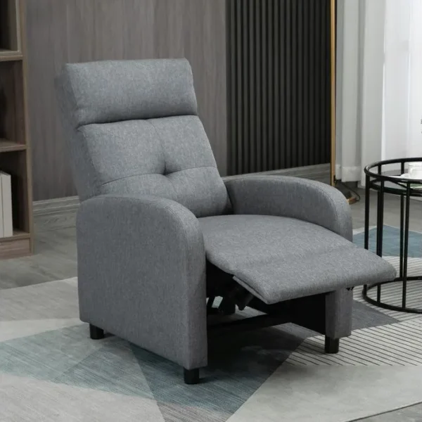 Fauteuil De Relaxation Dossier Repose-pied Ajustable Tissu Gris