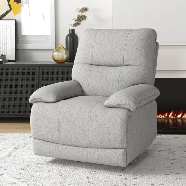 Fauteuil De Relaxation Dossier Repose-pied Ajustable Tissu Gris Clair