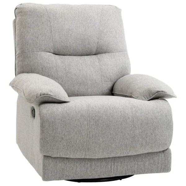 Fauteuil De Relaxation Dossier Repose-pied Ajustable Tissu Gris Clair