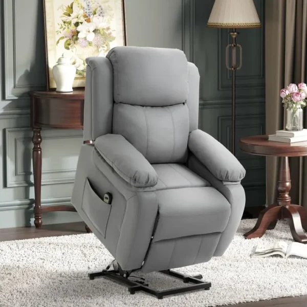 Fauteuil De Relaxation Électrique Releveur Inclinable Réglable Pu Gris