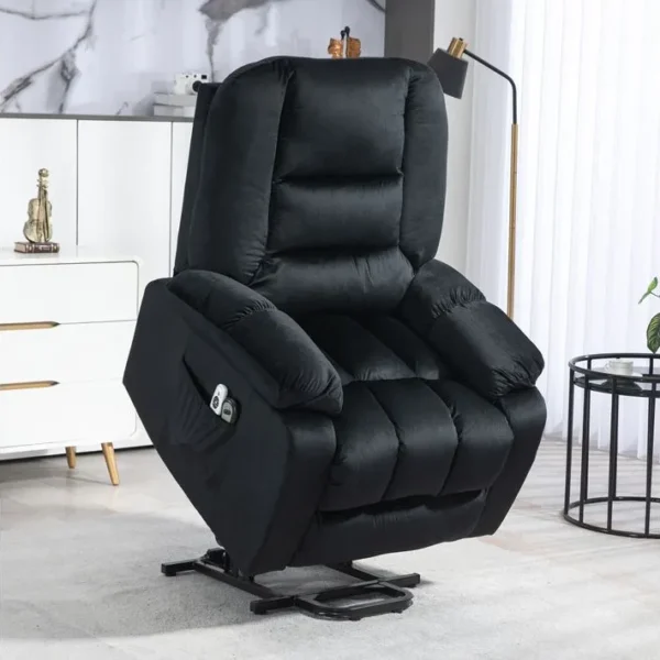 Fauteuil De Massage Releveur Chauffant - 2 Télécommandes - Velours Noir