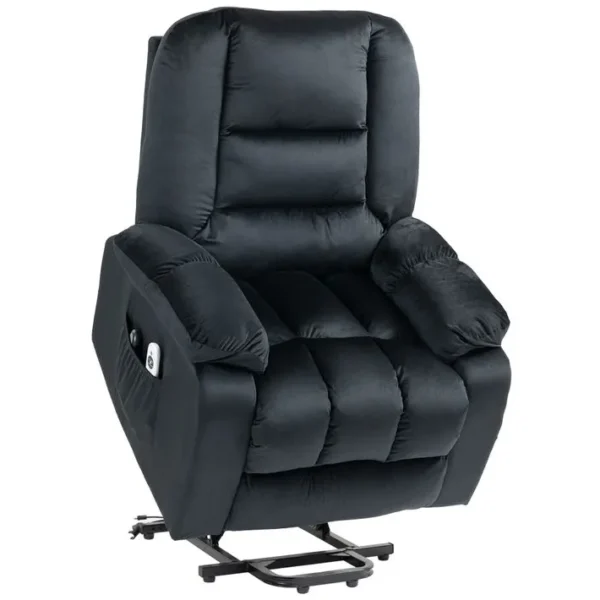 Fauteuil De Massage Releveur Chauffant - 2 Télécommandes - Velours Noir