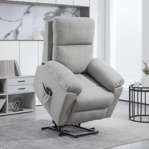 Fauteuil De Massage Releveur Électrique Réglable Tissu Gris Clair