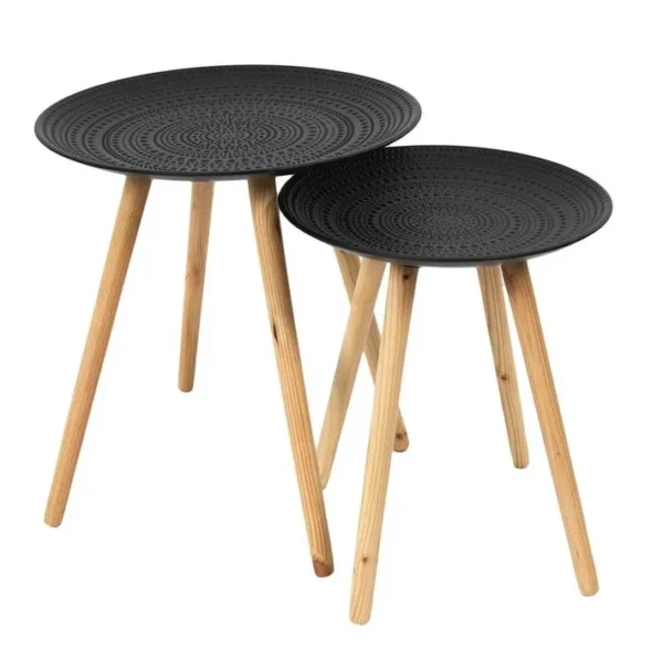 Tables Gigognes Noires Motif Pois En Relief - Kapi