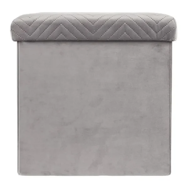 Coffre Pouf Pliable Velours Gris Clair - Floy