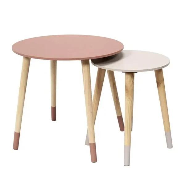 Tables Gigognes Scandinaves Bicolores Rose - Pony