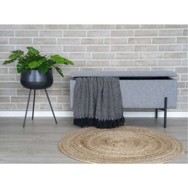 Banc-coffre Tissu Gris Clair Pieds Métal - Blaire