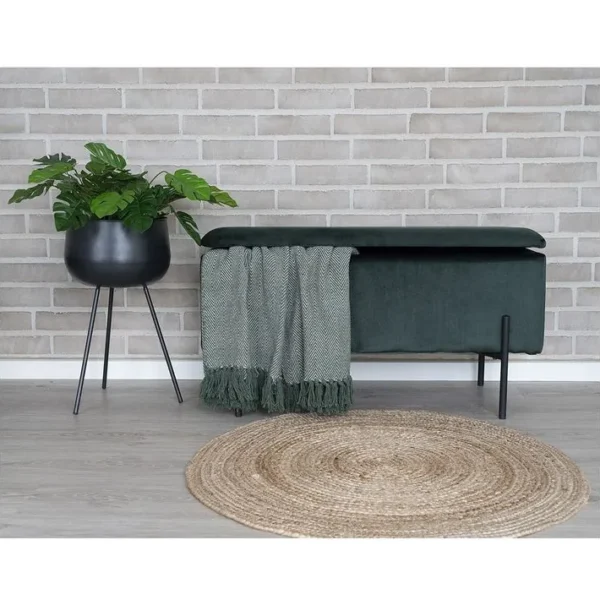 Banc-coffre Velours Vert Pieds Métal - Blaire