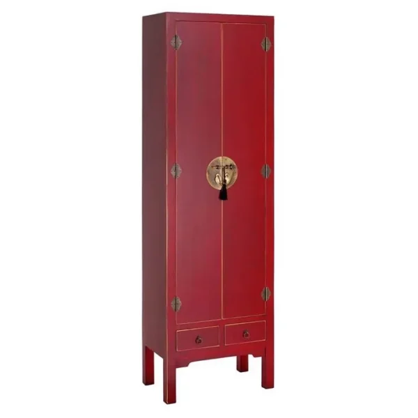 Armoire 2 Portes 2 Tiroirs Coloris Rouge - Ivana