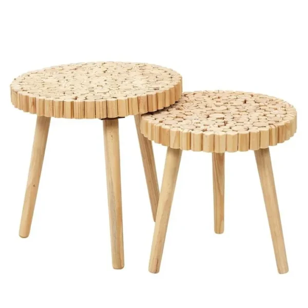 Duo De Tables Gigognes Plateau Rondins De Bois - Frej