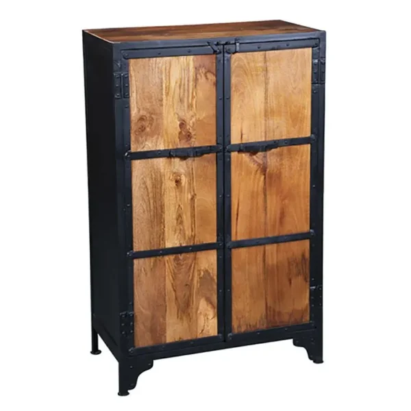 Armoire 2 Portes En Bois De Récupération Et Acier Noir - Bosque