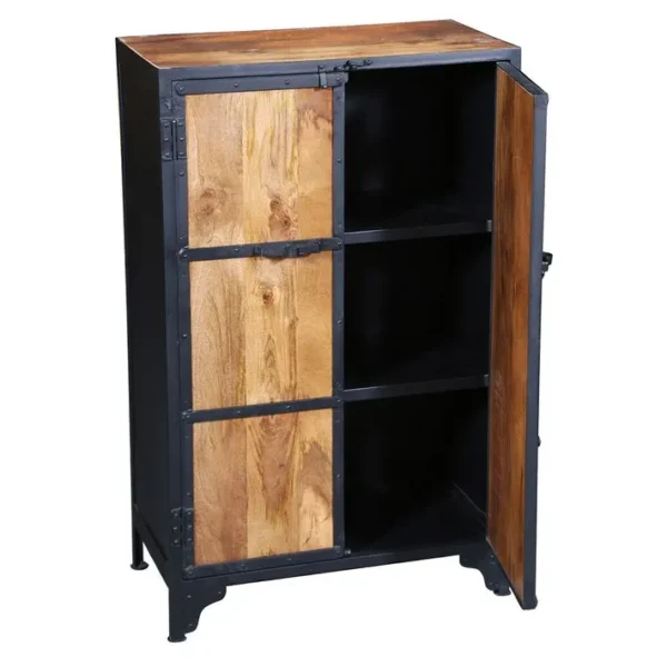 Armoire 2 Portes En Bois De Récupération Et Acier Noir - Bosque