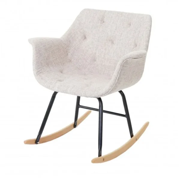 Fauteuil À Bascule Billy Tissu Crème/gris