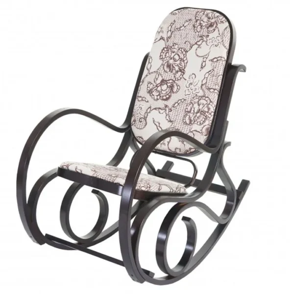 Fauteuil À Bascule Tokyo En Bois Jacquard Brun