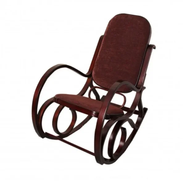 Fauteuil À Bascule Tokyo Imitation Noyer Tissu Marron