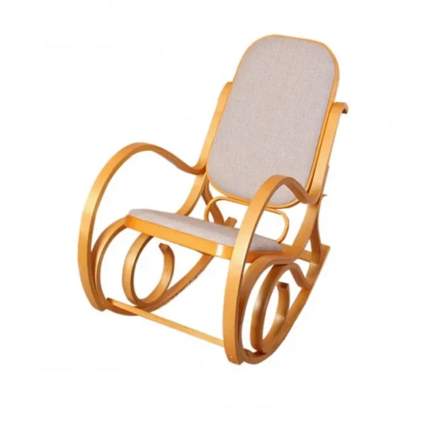 Fauteuil À Bascule Tokyo Imitation Chêne Tissu Beige