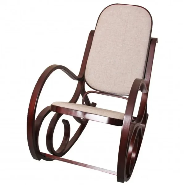 Fauteuil À Bascule Tokyo Imitation Noyer Tissu Beige