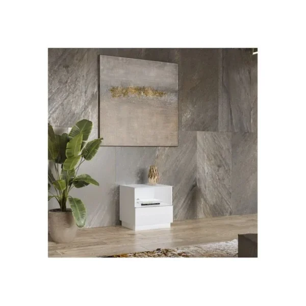 Petit Meuble TV Ou Meuble Dappoint 50cm Collection Zante Avec 1 Tiroir Et Une Niche Avec LED