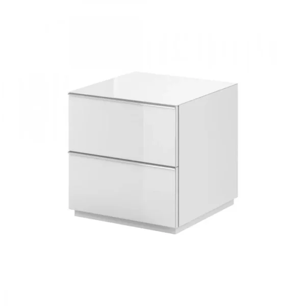 Petit Meuble TV Ou Meuble Dappoint 50cm Collection Zante Avec 2 Tiroirs. Couleur Blanc Brillant.